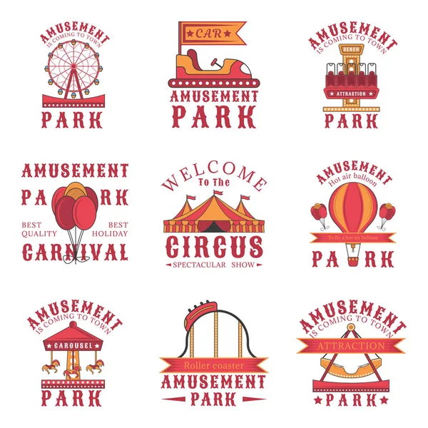 Logotipos del parque de atracciones — Vector de stock
