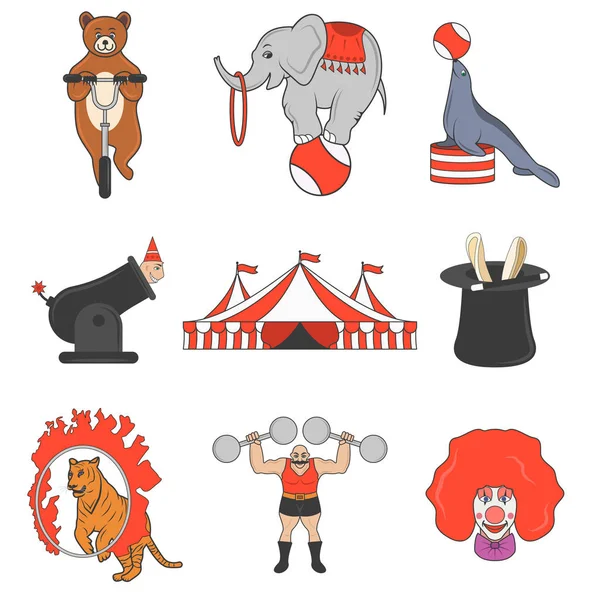 Conjunto de iconos de color de circo — Vector de stock