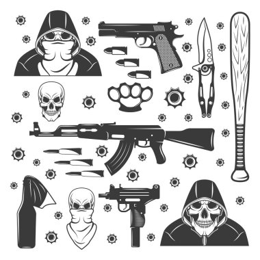 Gangster mühimmat ve silah farklı türde