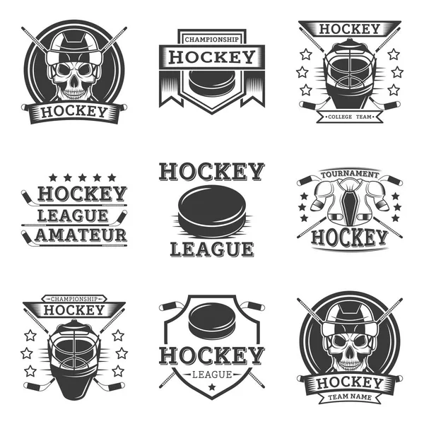 Juego de Hockey de logos de vector vintage — Vector de stock