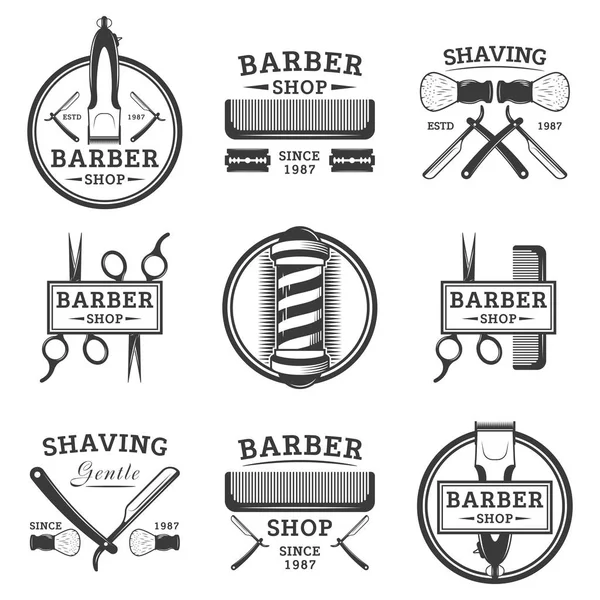 Barber shop uppsättning vektor vintage logotyper — Stock vektor