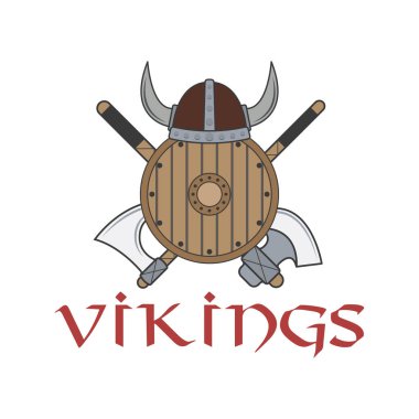 Vikingler izole vektör etiket, etiket, rozetleri, logolar ve öğeleri tasarlanmış