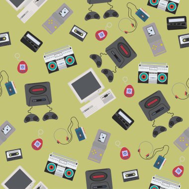 90'lı yılların renkli retro gadget ile Seamless Modeli