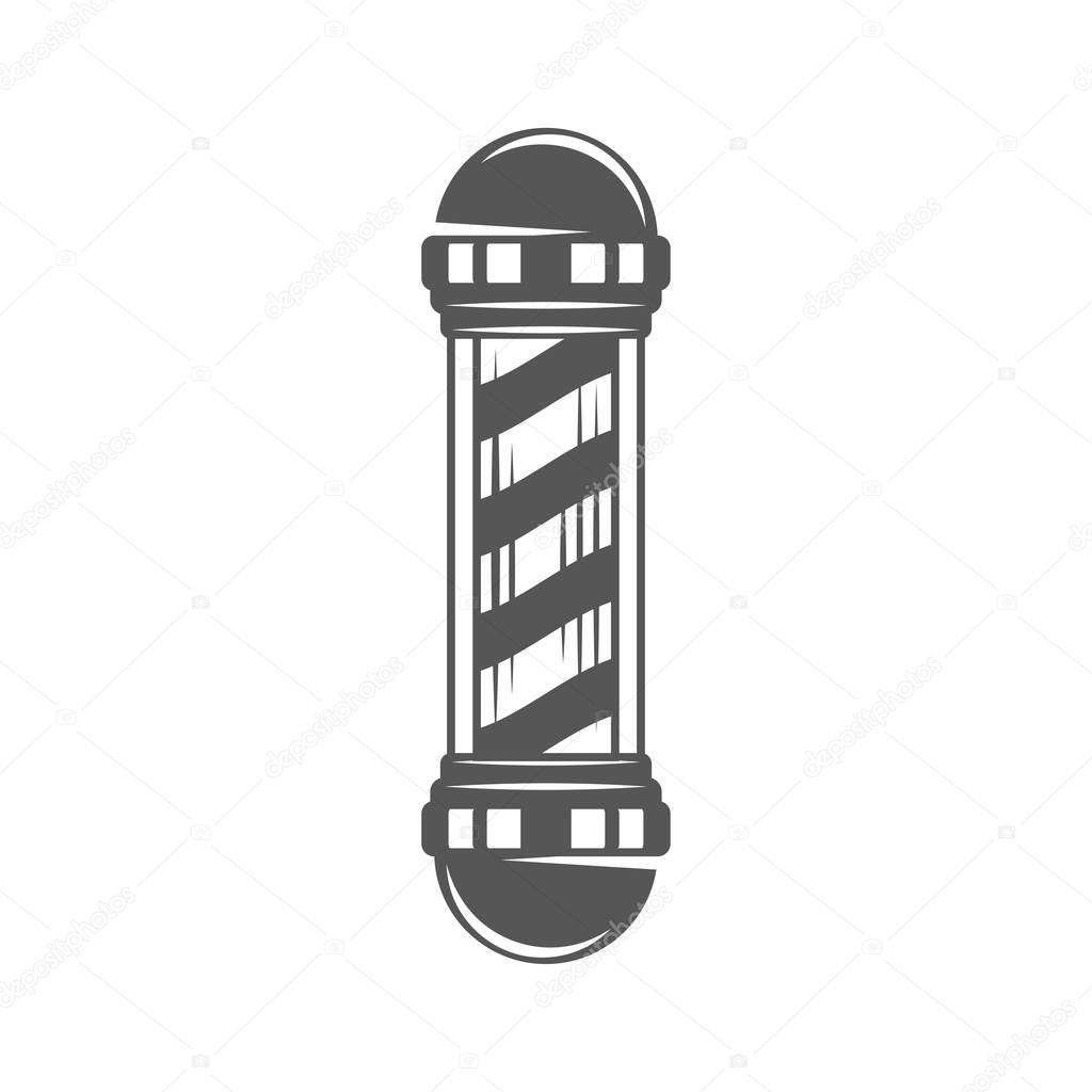 Vintage barber shop pole icon, design element in monochrome style