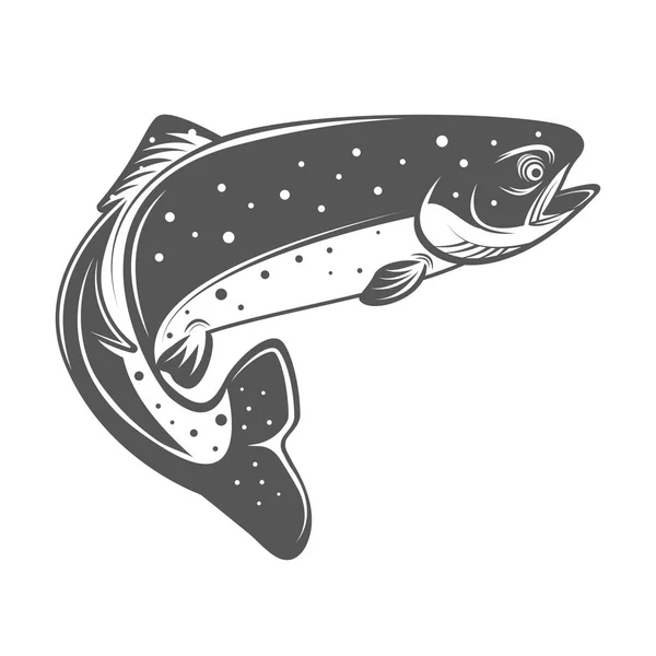 Illustration vectorielle poisson truite dans un style vintage monochrome. Eléments de design pour logo, étiquette, emblème . — Image vectorielle