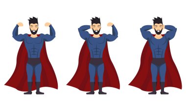 Beyaz arka plan üzerinde ayarla simgesini poz süper kahraman