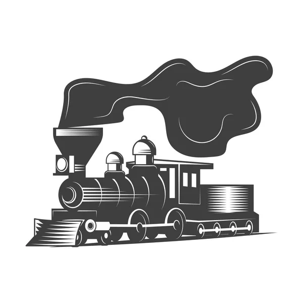 Ilustración vectorial locomotora en estilo vintage monocromo . — Vector de stock