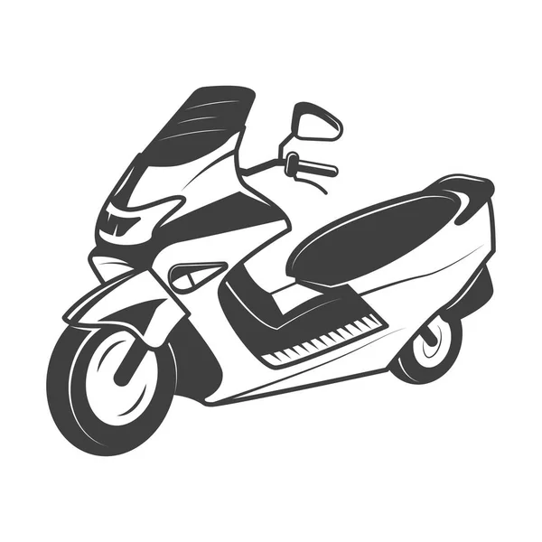 Ilustración vectorial de scooter en estilo vintage monocromo — Vector de stock