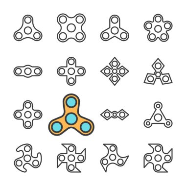 Vektör siyah çizgi el Spinner Icon set