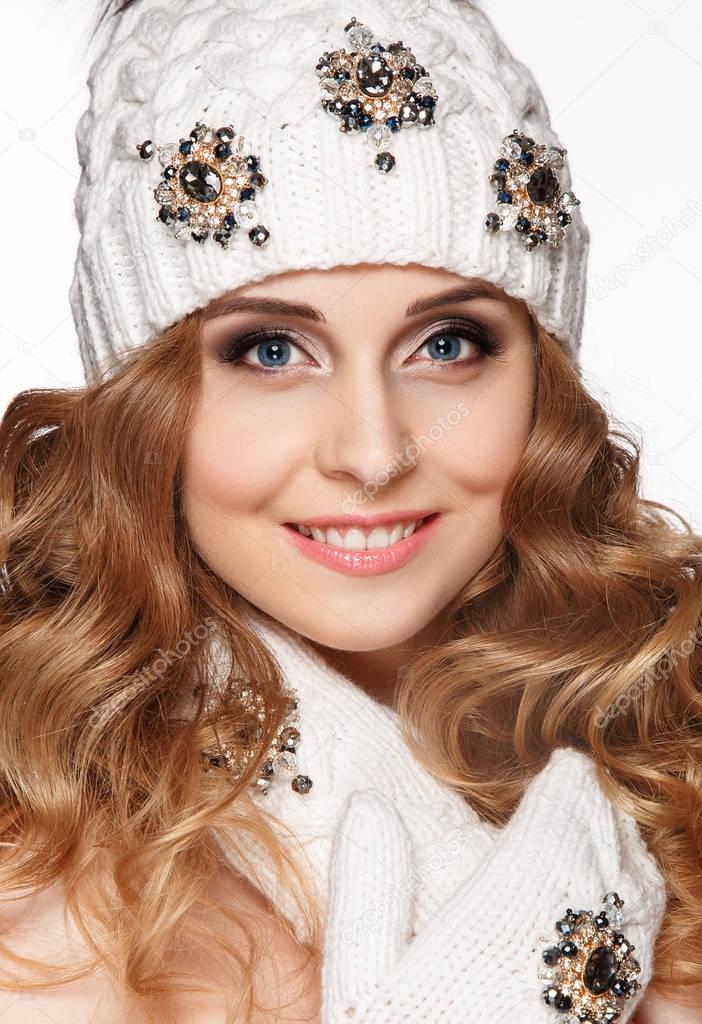 Beautiful woman in winter clothes