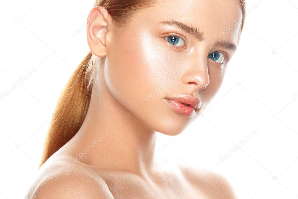 young girl with fresh healthy skin