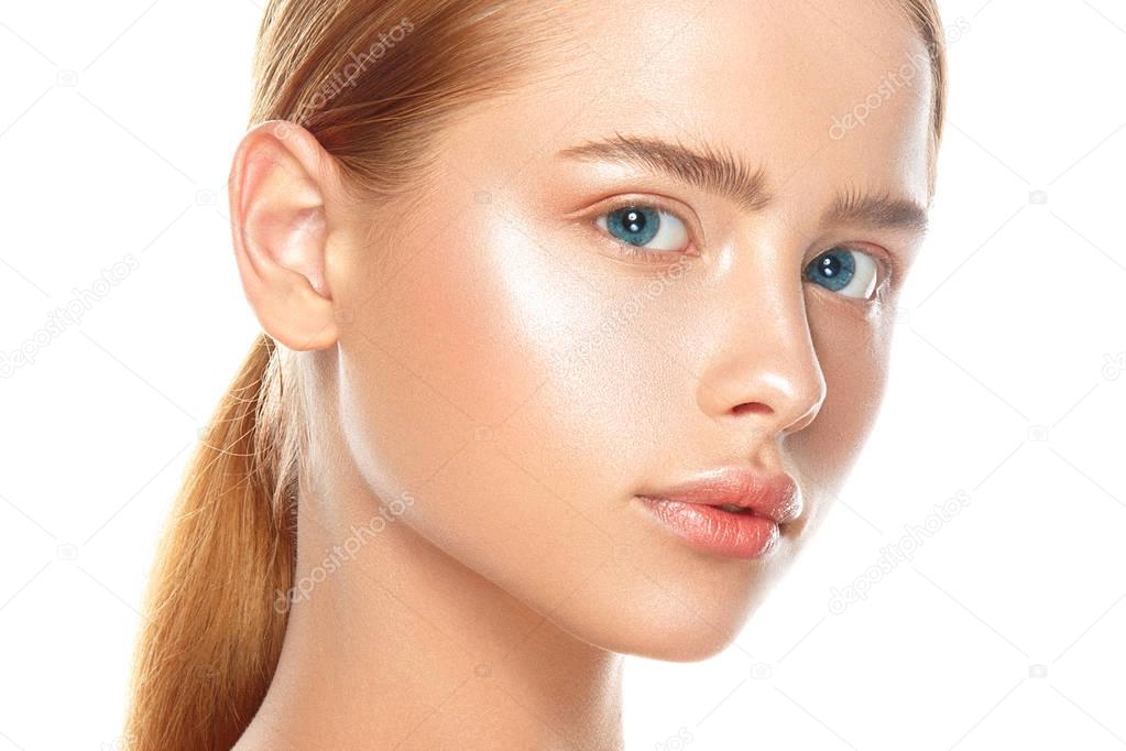 young girl with fresh healthy skin