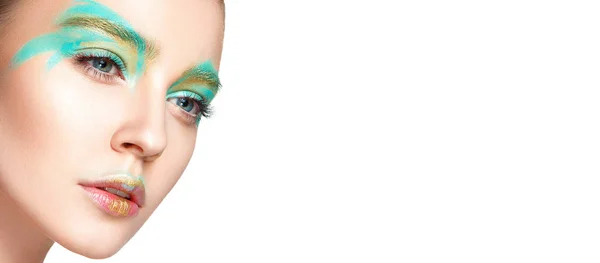 Ragazza con trucco a colori — Foto Stock