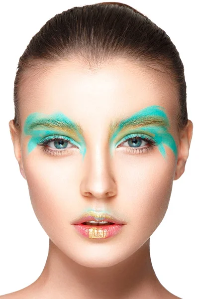 Chica con pintura colorida en la cara — Foto de Stock