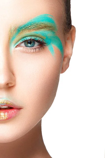 Ragazza con trucco a colori — Foto Stock