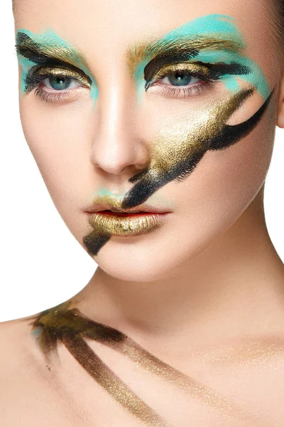 Mujer con pintura colorida en la cara — Foto de Stock