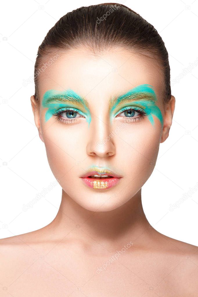girl with colorful painting on face