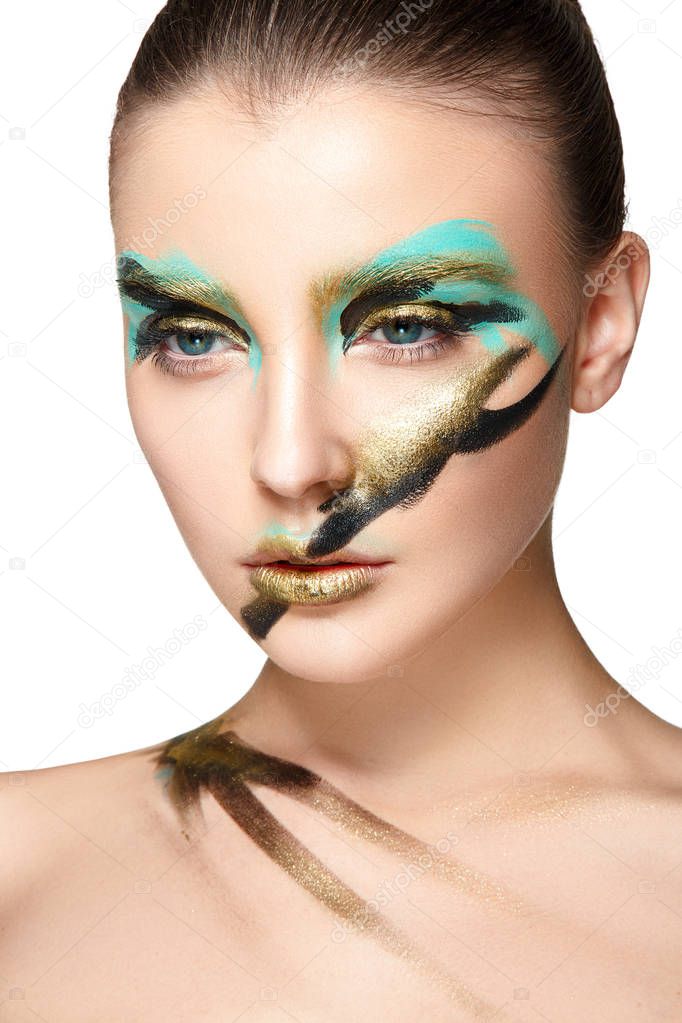 woman with colorful painting on face
