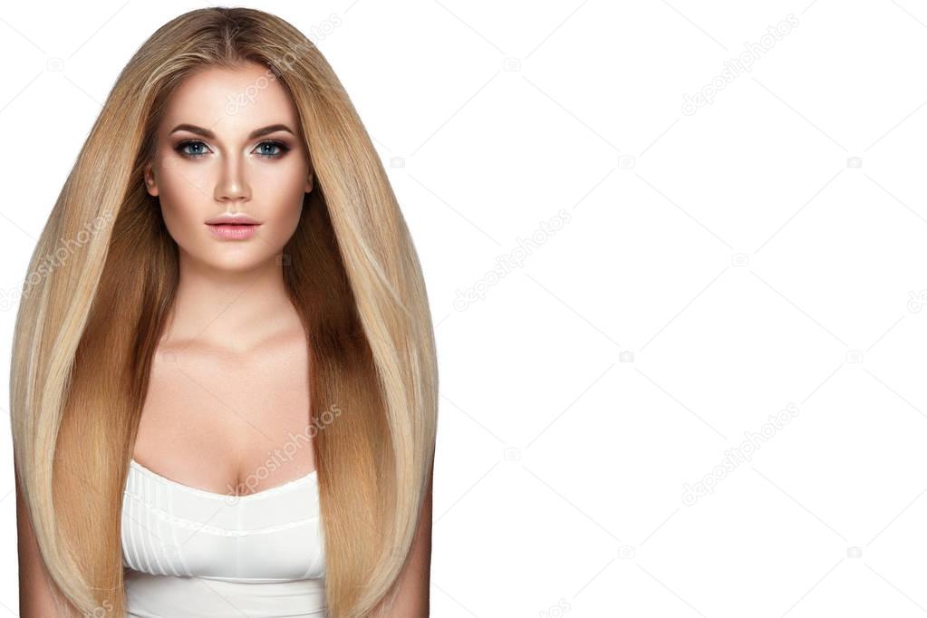  Woman with Healthy Blond Hair.