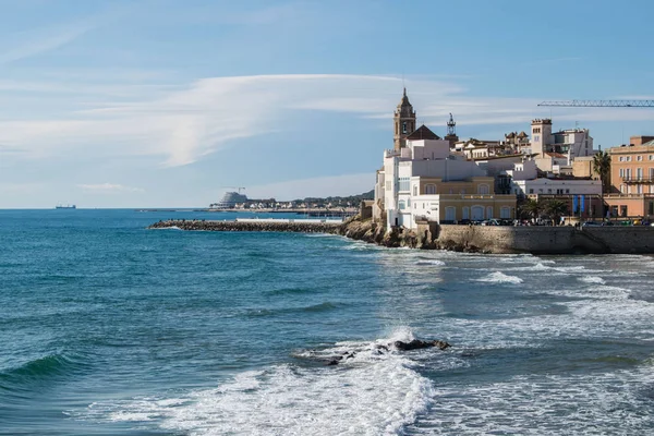 Hermosa Ciudad Sitges Invierno España Paisaje Costa Sitges —  Fotos de Stock