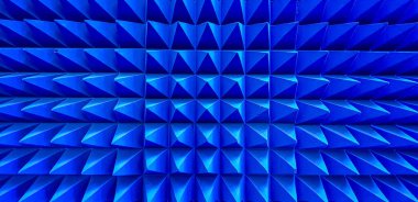 Akustik köpük piramidinden mavi başak arkaplanı