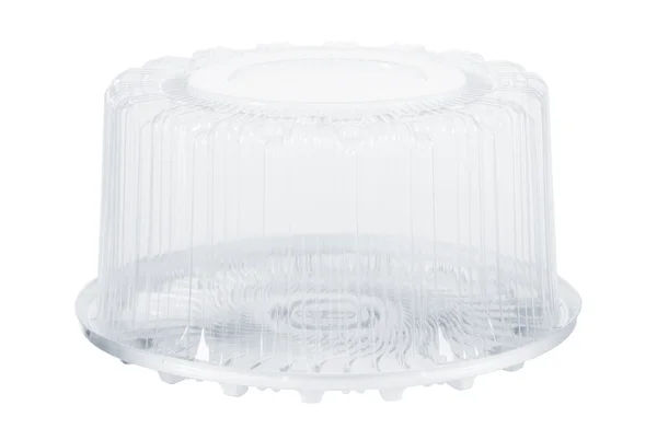 Kunststoff-Kuchenaufbewahrungsbehälter isoliert auf weiß — Stockfoto