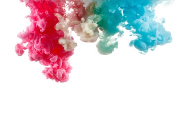 Renk mürekkep boya beyaz izole suda, fotoğrafı çekilen hareket,.