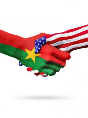 Burkina Faso ve Amerika Birleşik Devletleri ülkeler, üst baskı yapılan karşılıklı bayraklar.