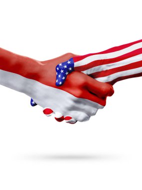 Endonezya'da ve Amerika Birleşik Devletleri ülkeler, üst baskı yapılan karşılıklı bayraklar.