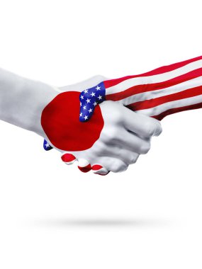 Japonya ve Amerika Birleşik Devletleri ülkeler, üst baskı yapılan karşılıklı bayraklar.