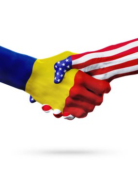 Romanya ve Amerika Birleşik Devletleri ülkeler, üst baskı yapılan karşılıklı bayraklar.