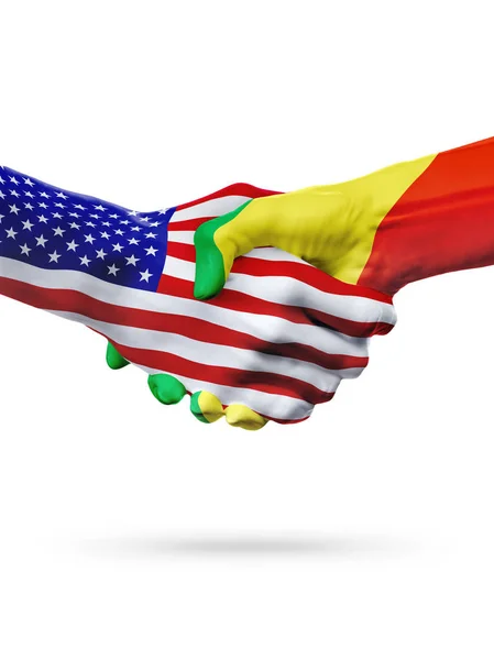 Bandeiras Estados Unidos e Congo países, parceria handshake . — Fotografia de Stock