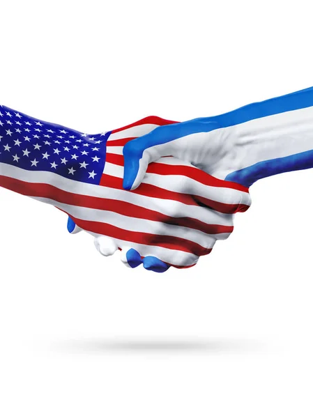 Флаги США и Сальвадора, партнерское рукопожатие . — стоковое фото