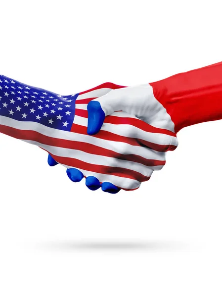 Banderas United States and France countries, partnership handshake . —  Fotos de Stock