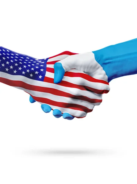 Bandeiras Estados Unidos e Guatemala países, parceria handshake . — Fotografia de Stock