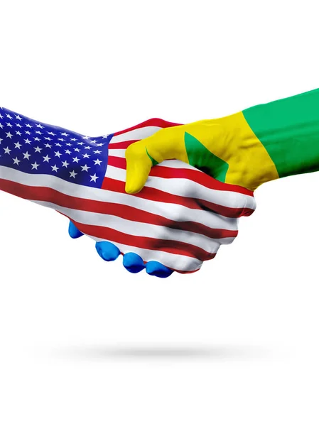 Banderas Estados Unidos y San Vicente y las Granadinas apretón de manos . — Foto de Stock
