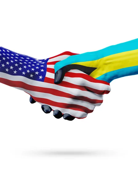 Estados Unidos da América e Bahamas bandeira conceito cooperação, empresa, competição desportiva — Fotografia de Stock