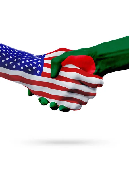 Vereinigte Staaten und Bangladesh Fahnen Konzept Kooperation, Wirtschaft, Sportwettbewerb — Stockfoto