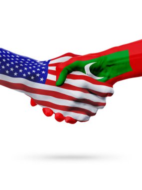 Amerika Birleşik Devletleri ve Maldivler bayrakları kavramı işbirliği, iş, spor yarışma