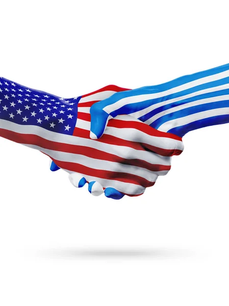 США и Греция флаги концептуальное сотрудничество, бизнес, спортивные соревнования — стоковое фото