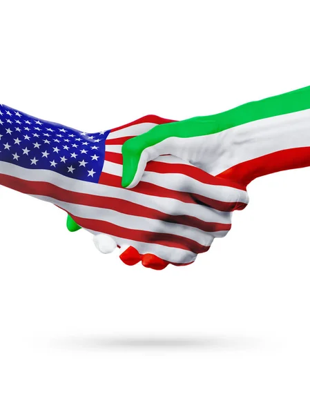 États-Unis et Iran drapeaux concept coopération, affaires, compétition sportive — Photo