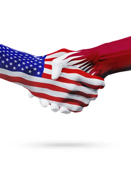 Vereinigte Staaten und Katar Flaggen Konzept Kooperation, Wirtschaft, Sport Wettbewerb — Stockfoto