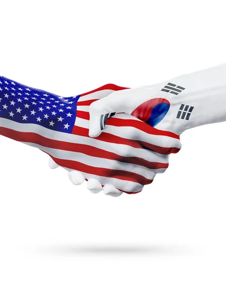 Amerika Birleşik Devletleri ve Güney Kore bayrakları kavramı işbirliği, iş, spor yarışma — Stok fotoğraf