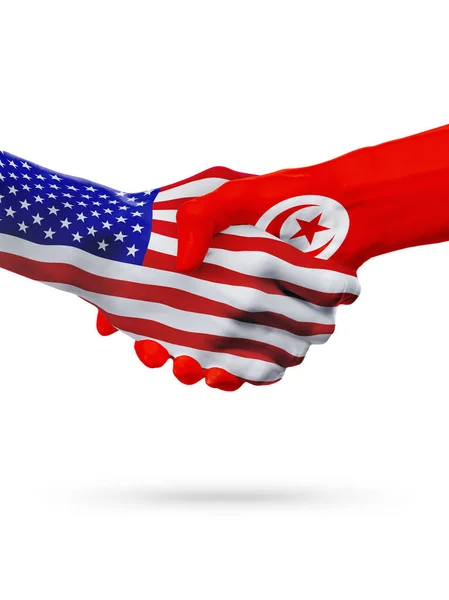 Estados Unidos y Túnez banderas concepto cooperación, negocios, competencia deportiva — Foto de Stock