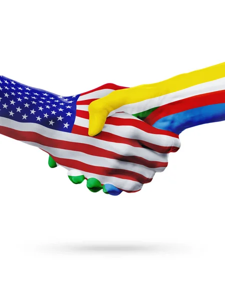 Vereinigte Staaten und Komoren Flaggen Konzept Kooperation, Wirtschaft, Sport Wettbewerb — Stockfoto