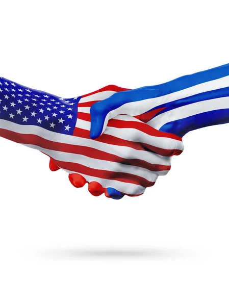 Estados Unidos da América e Cuba Bandeiras conceito cooperação, empresa, competição desportiva — Fotografia de Stock
