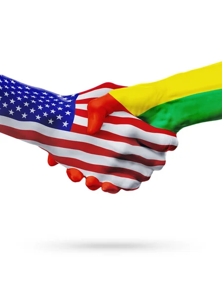 Vereinigte Staaten, Guinea-Bissau Flaggen Konzept Kooperation, Wirtschaft, Sportwettbewerb — Stockfoto