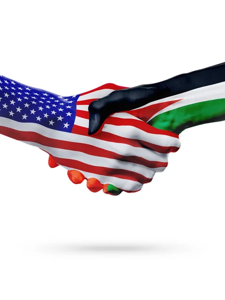 Vereinigte staaten und jordanische flaggen konzept kooperation, wirtschaft, sportwettbewerb — Stockfoto