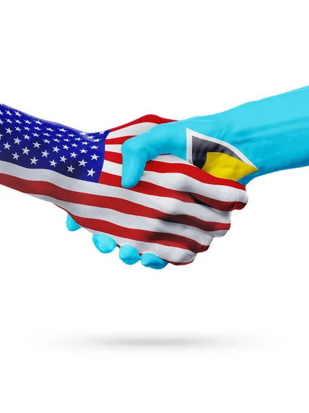 Vereinigte staaten, heilige lucia flaggen konzept kooperation, wirtschaft, sportwettbewerb — Stockfoto