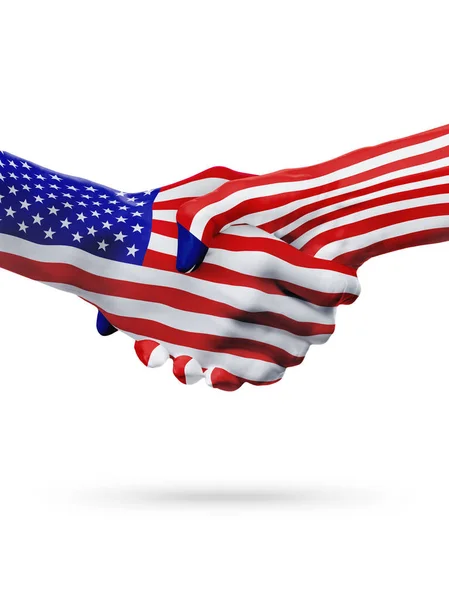 USA och Liberia flaggor konceptet samarbete, verksamhet, idrottstävling — Stockfoto